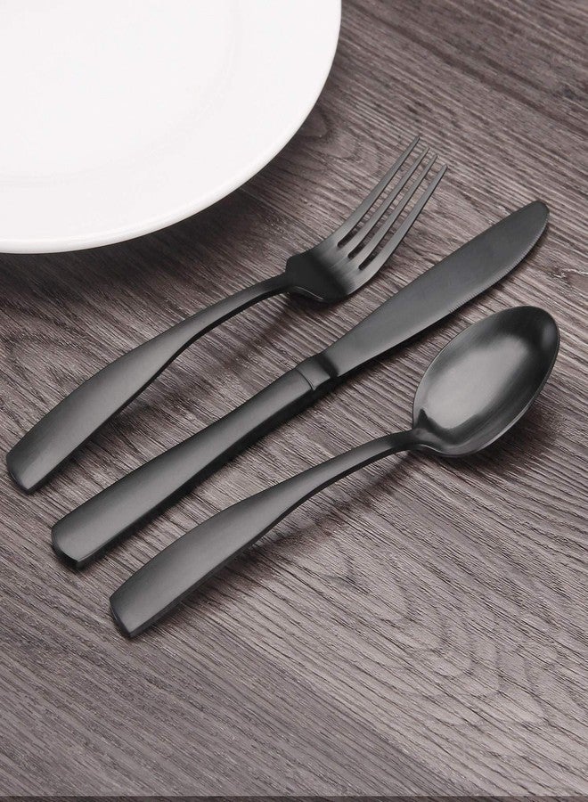 Bysta Matte Black Silverware Set, Bysta 20-Piece Stainless Steel Flatware Set, Kitchen Utensil Set Service for 4, Tableware Cutlery Set for Home and Restaurant, Satin Finish, Dishwasher Safe - Image 4